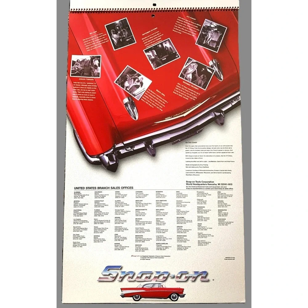 7 Snap-On Tools Collection Calendars 1988-90-92-96-97, 2001-02 Wheels & Girls VG